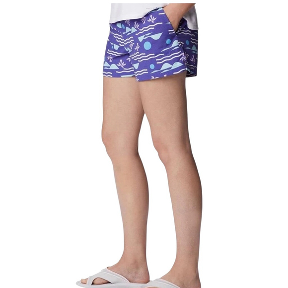 Columbia Sandy River II Printed Lotus Shorts Size L Purple Blue - Picture 3 of 6